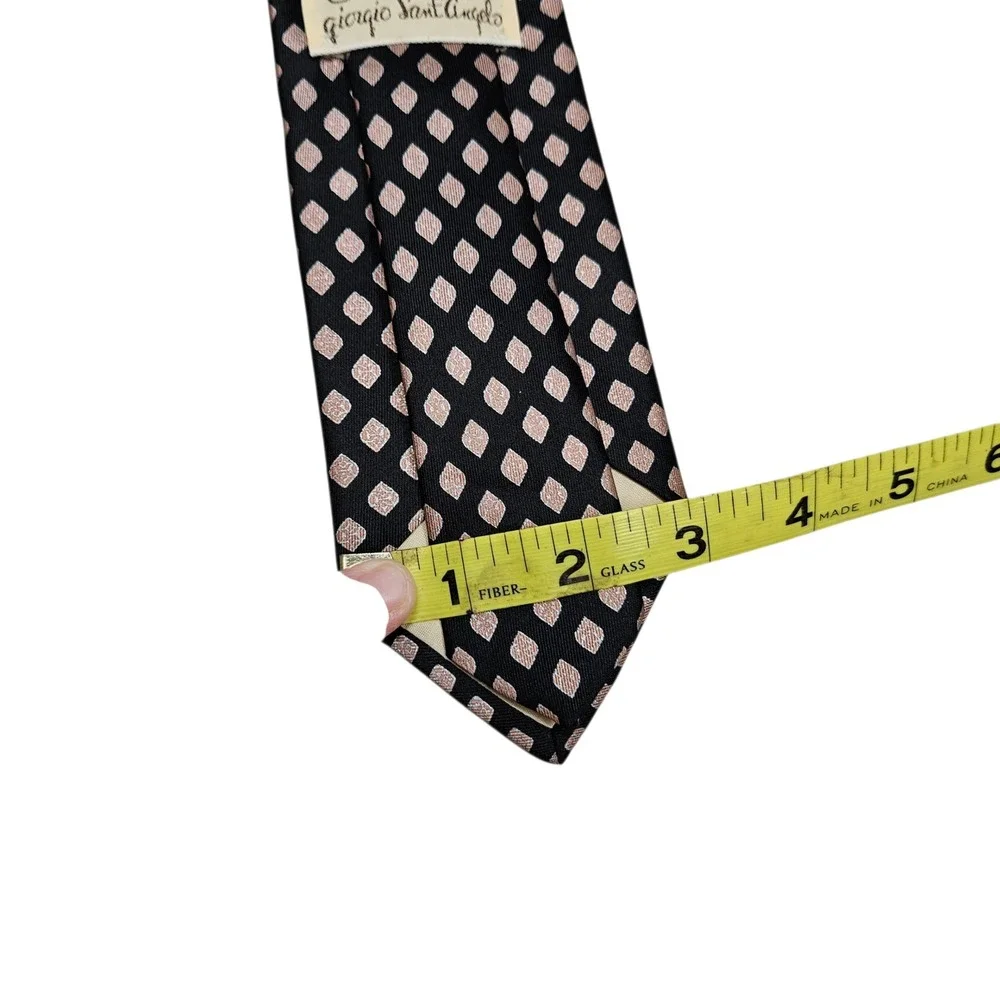 Giorgio Sant Angelo‎ Necktie Black with Bronze Geometric Squares All Silk